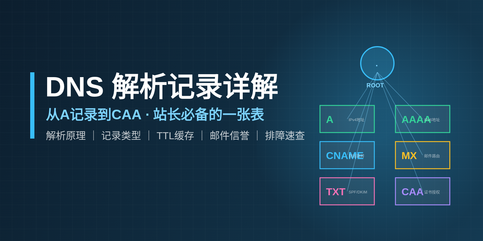 DNS解析记录详解：A、CNAME、MX、TXT、CAA，站长必备的一张表
