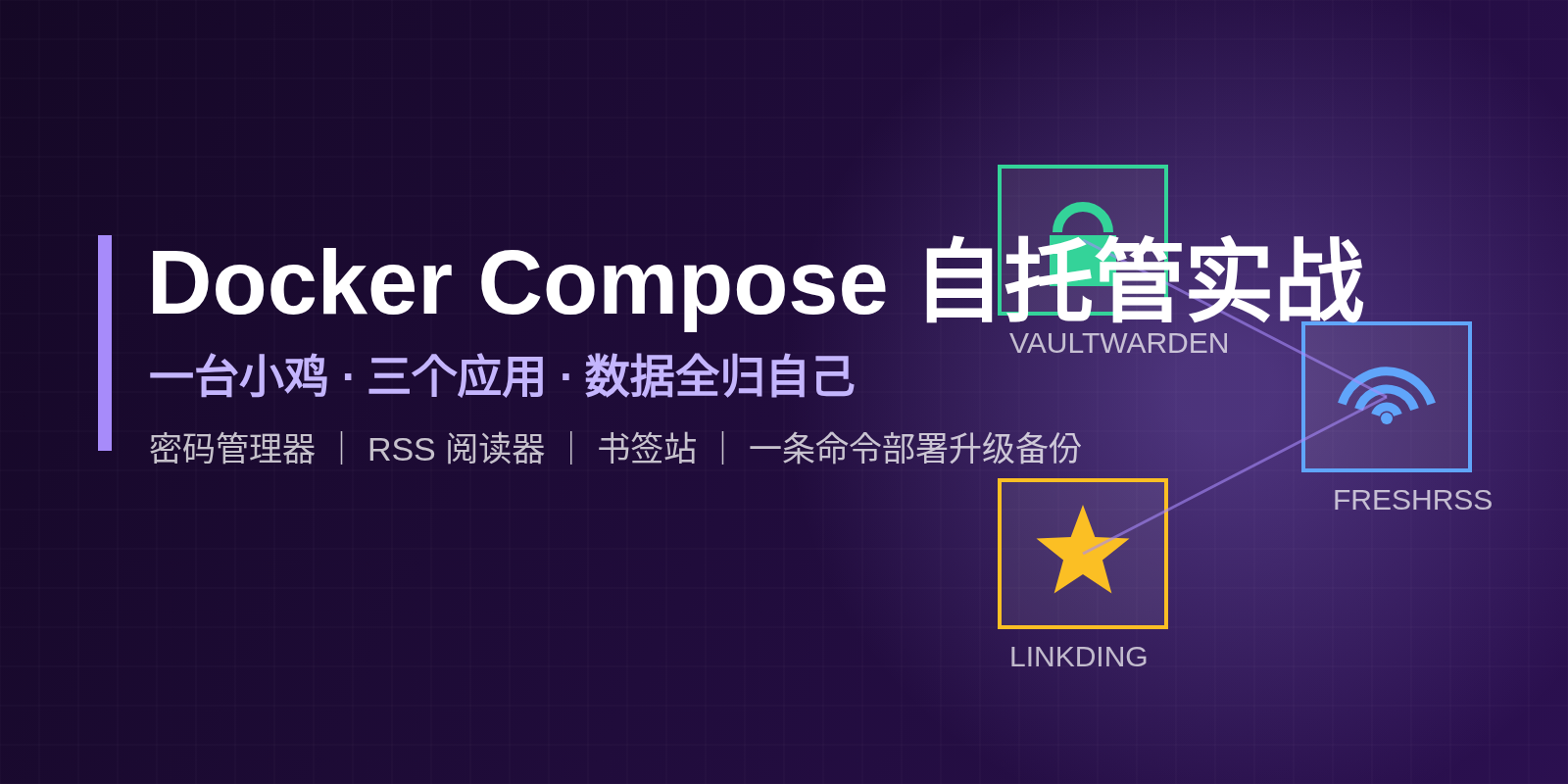 Docker Compose自托管实战：一台小鸡跑起密码管理器、RSS阅读器与书签站