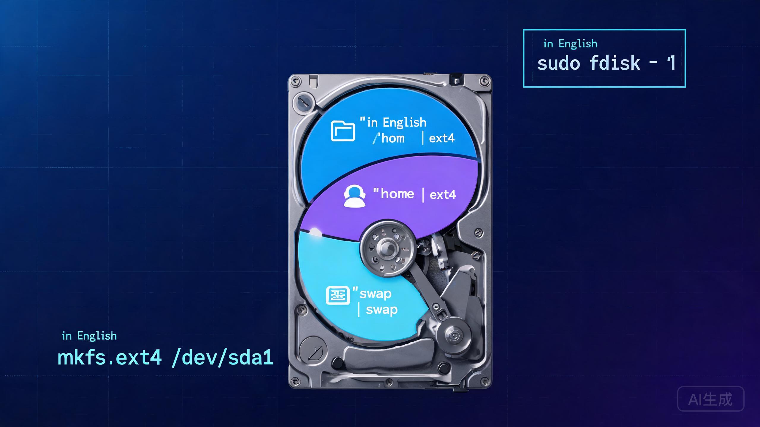 Linux 磁盘分区与挂载完整指南：fdisk、mkfs、mount 与 fstab 开机自动挂载