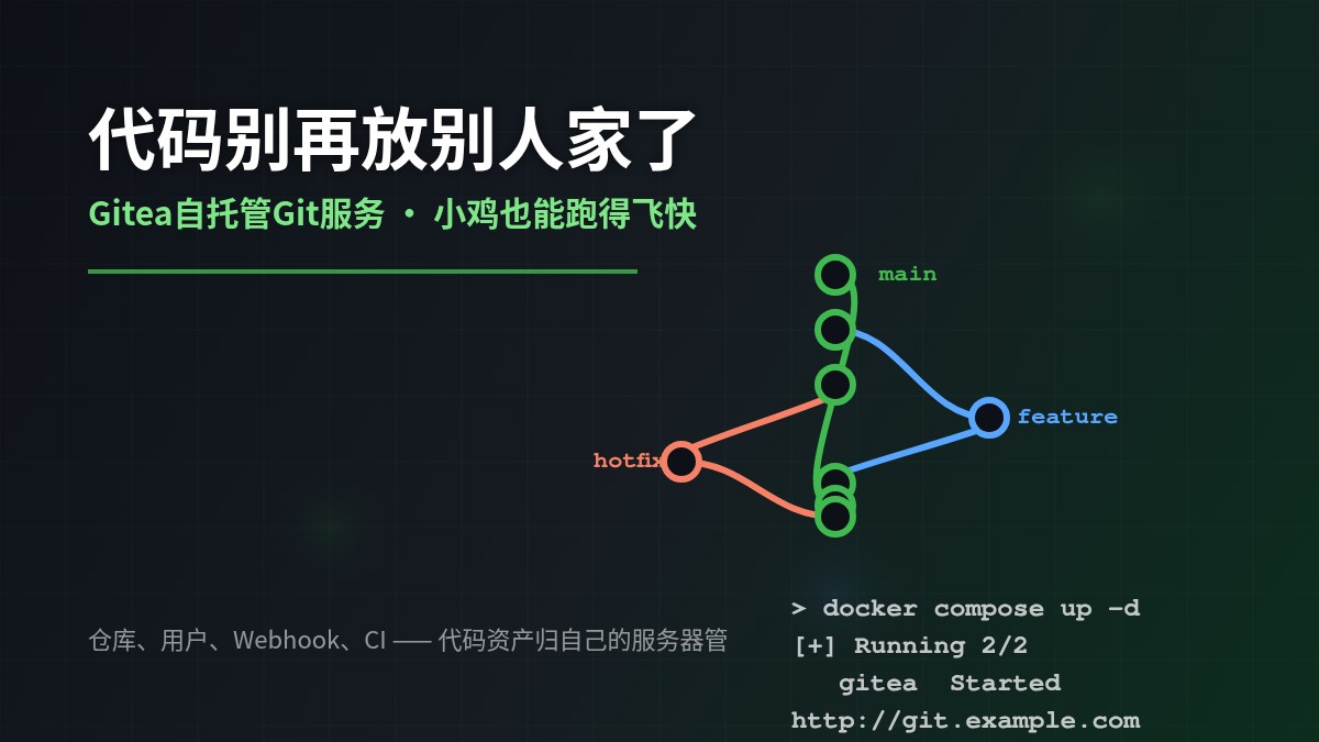 代码别再放别人家了：Gitea自托管Git服务搭建实录，小鸡也能跑得飞快