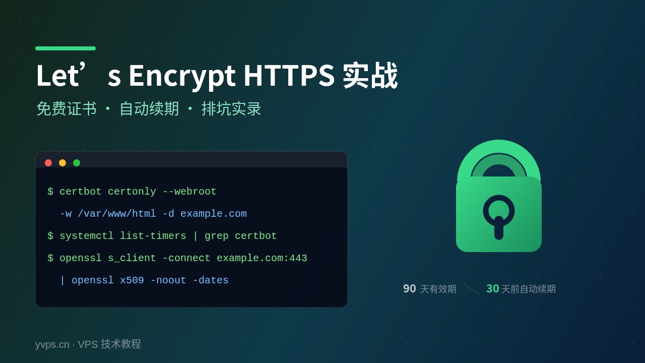 给网站上锁：Let's Encrypt免费HTTPS证书申请、续期与排坑实录
