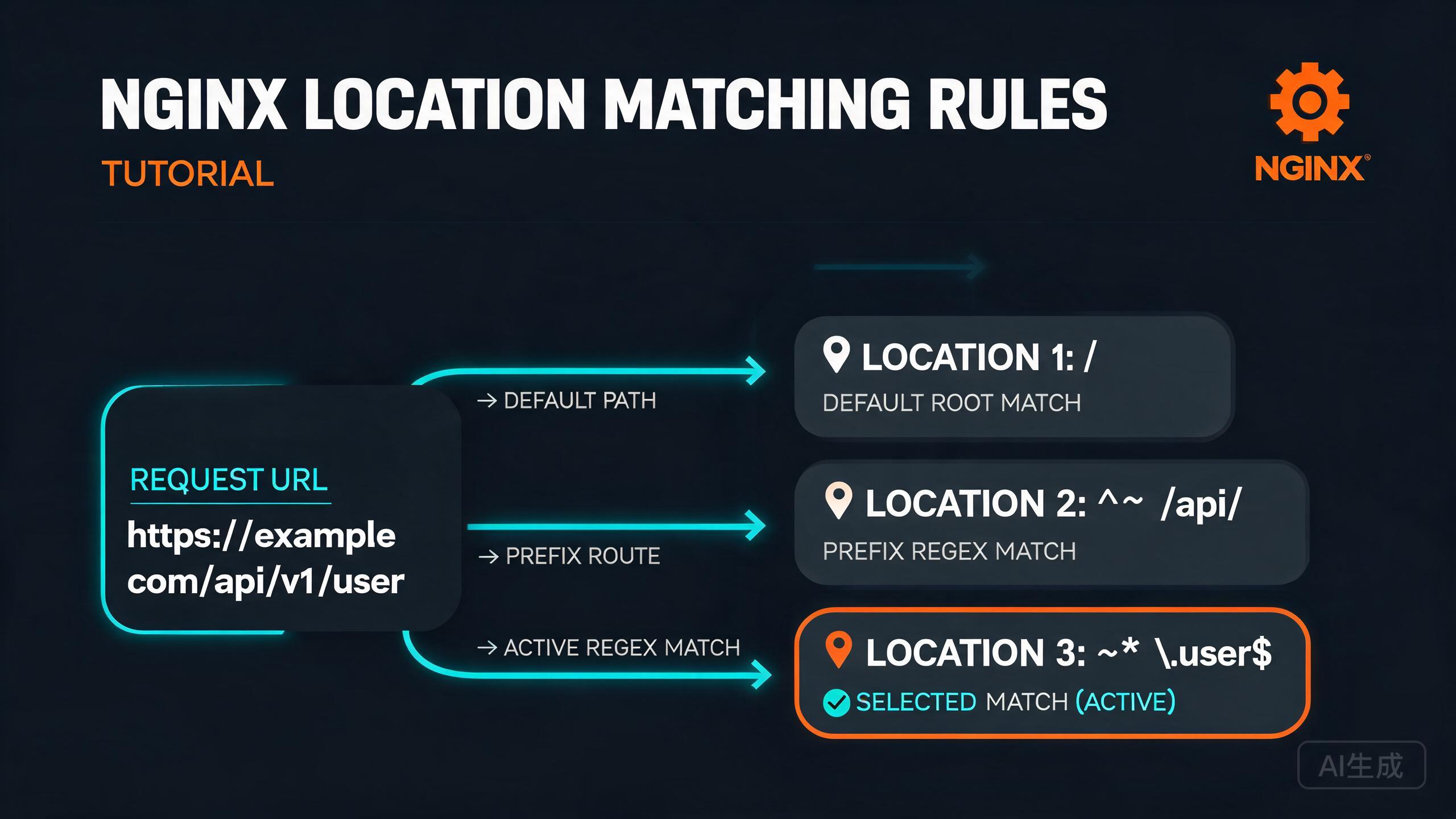 Nginx location 匹配规则详解：=、^~、~、/ 的区别与优先级，配置不再踩坑