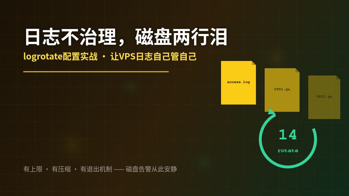 日志不治理，磁盘两行泪：logrotate配置实战，让VPS日志自己管自己