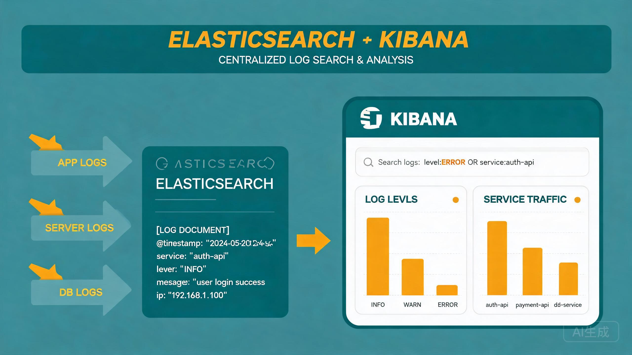 ELK 日志栈实战：用 Elasticsearch+Kibana 把分散日志变成可检索分析
