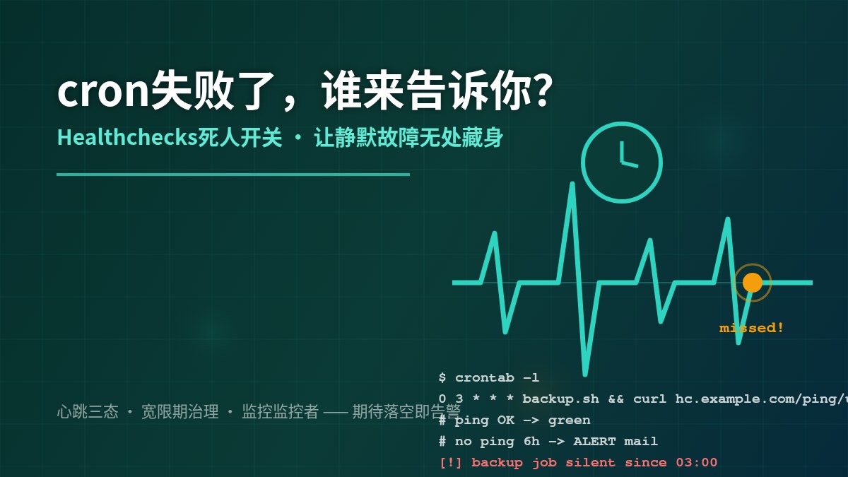 cron半夜悄悄失败了你知道吗？Healthchecks死人开关实战，让静默故障无处藏身