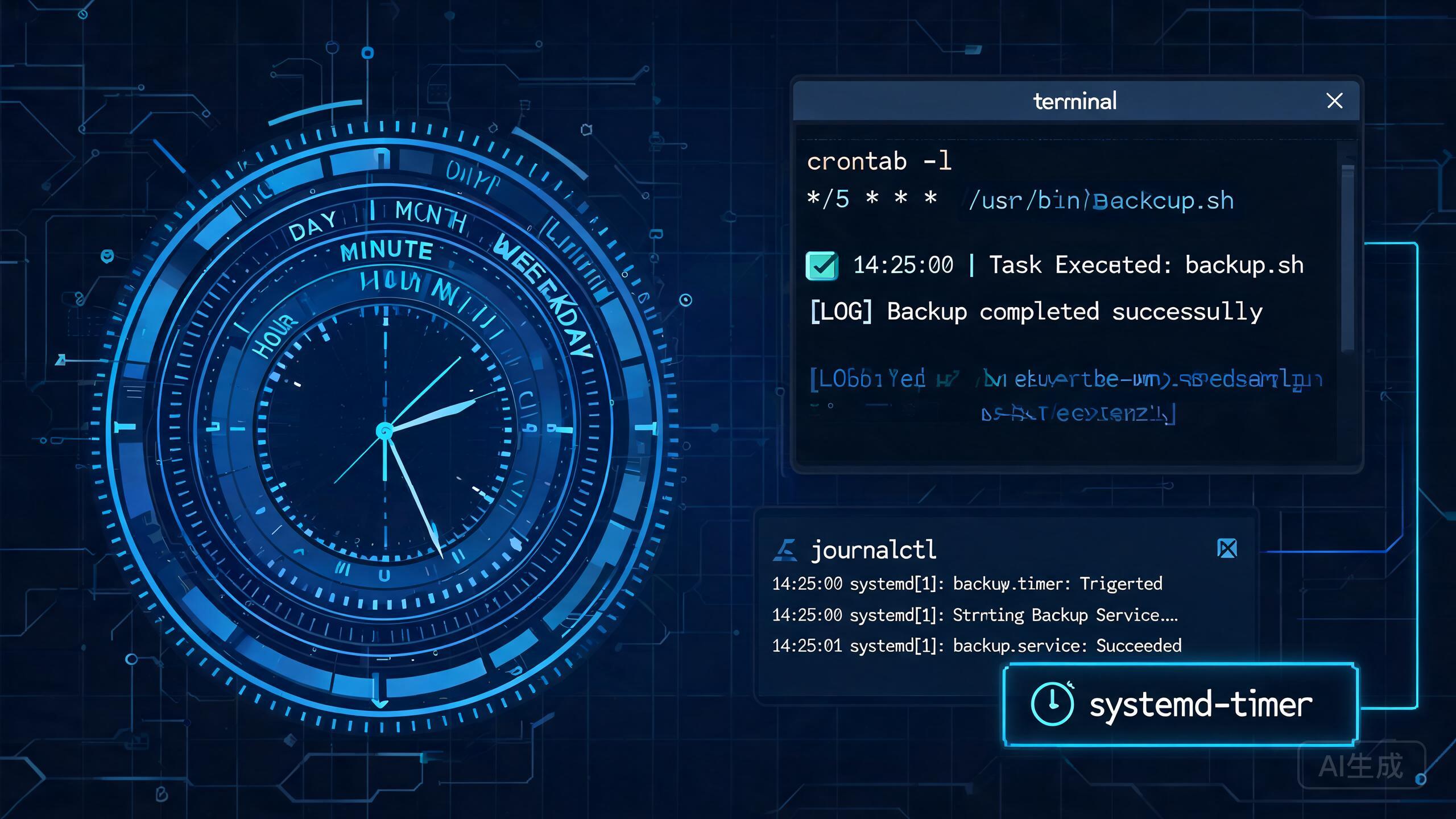 crontab 定时任务详解:5 字段语法、环境变量坑与 systemd-timer 对比