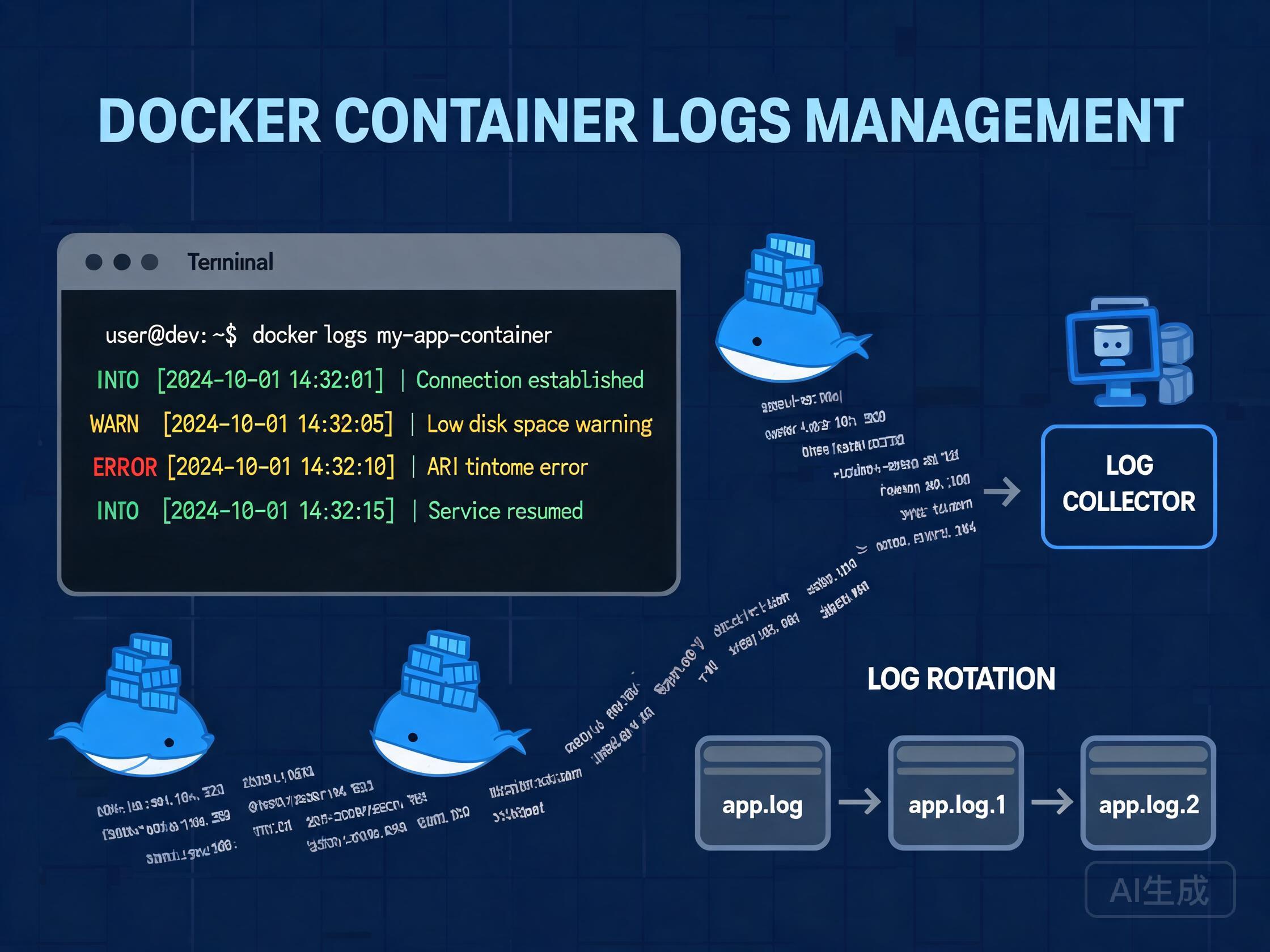 Docker 容器日志管理与查看：docker logs、日志驱动、轮转限制与收集架构