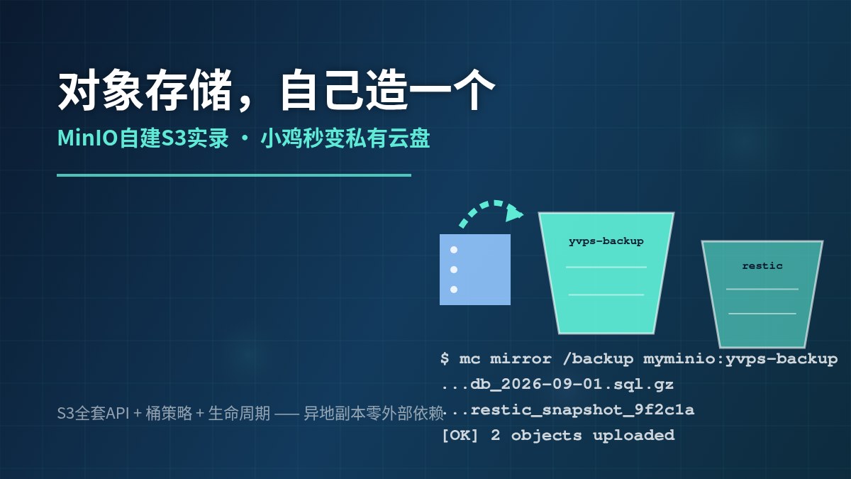备份篇说好的对象存储，自己造一个：MinIO自建S3实录，小鸡秒变私有云盘